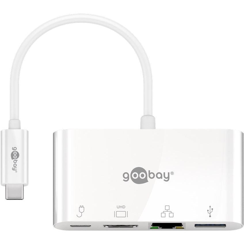Goobay USB-C Multiport Adapter (HDMI + Ethernet, PD) - White