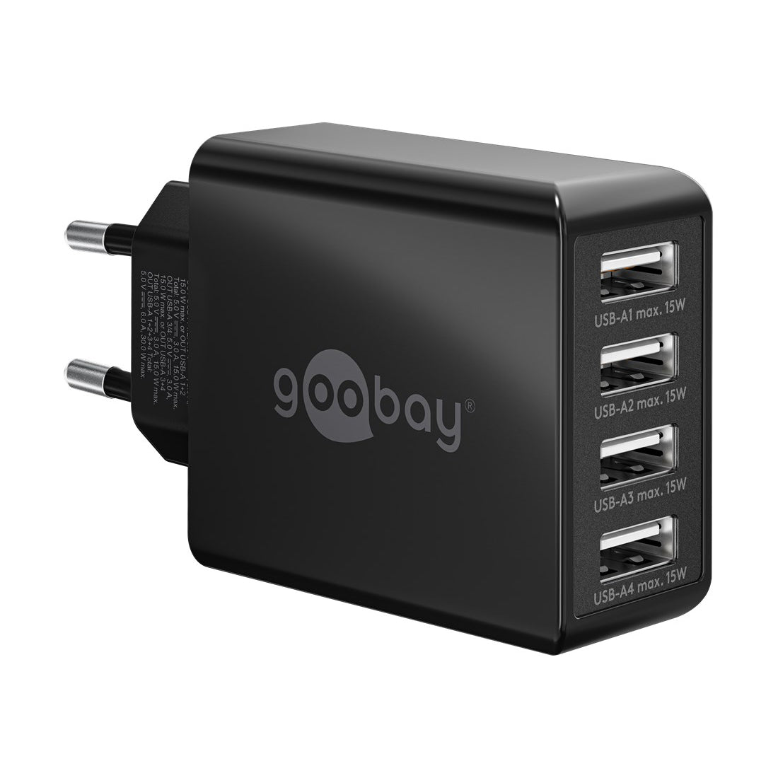 Goobay 30W 4-Port USB Charger - Black
