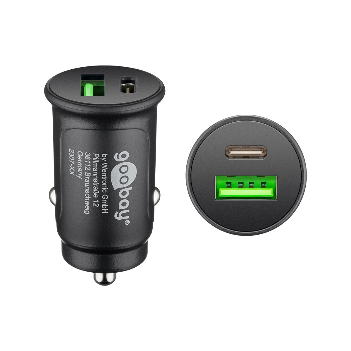 Goobay Dual-USB Fast USB-C PD 27W Car Charger