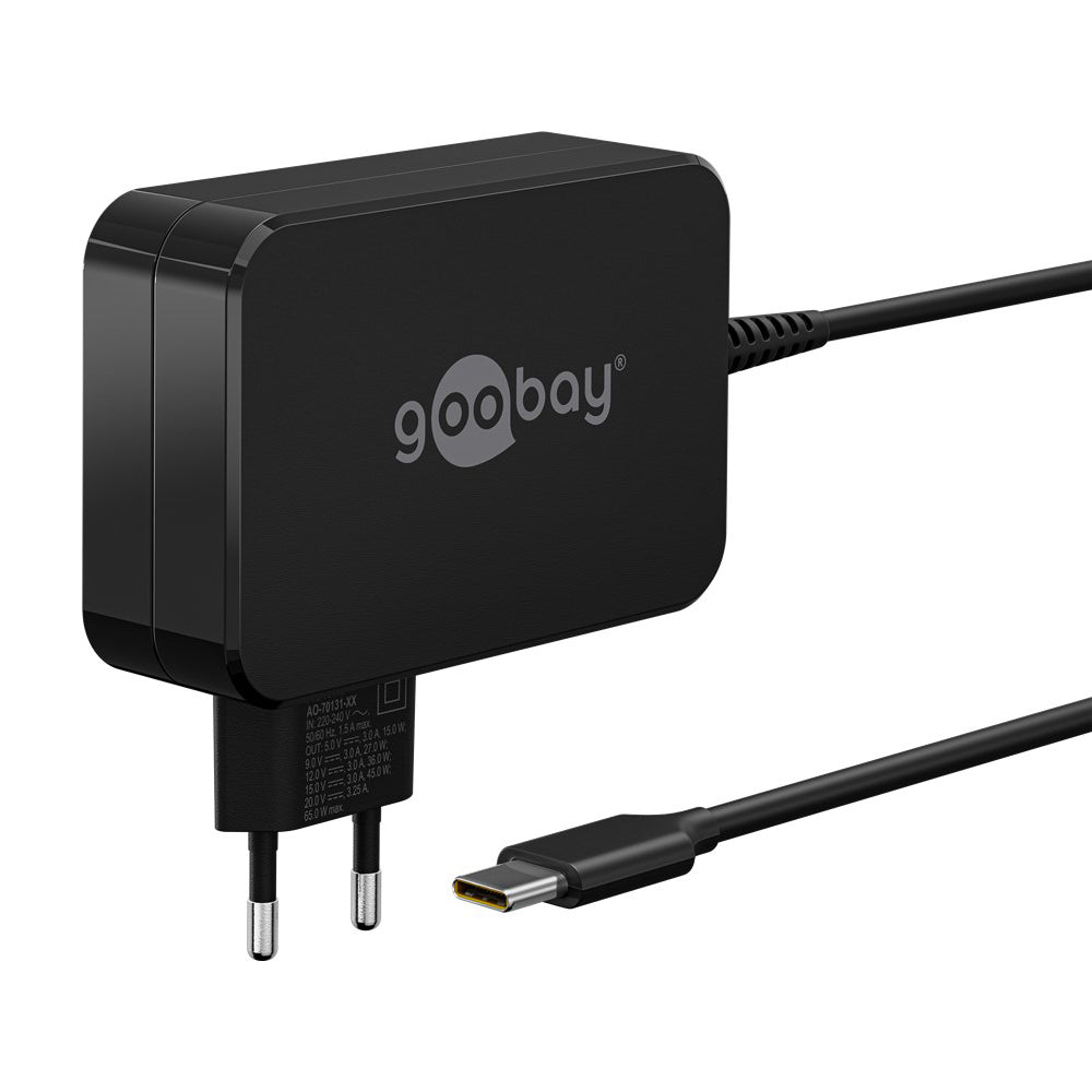 Goobay USB-C 65w Charger for Laptops - Black