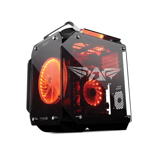 Armaggeddon Hagane H-3 ATX Tempered Glass Gaming Chassis - Red Fans
