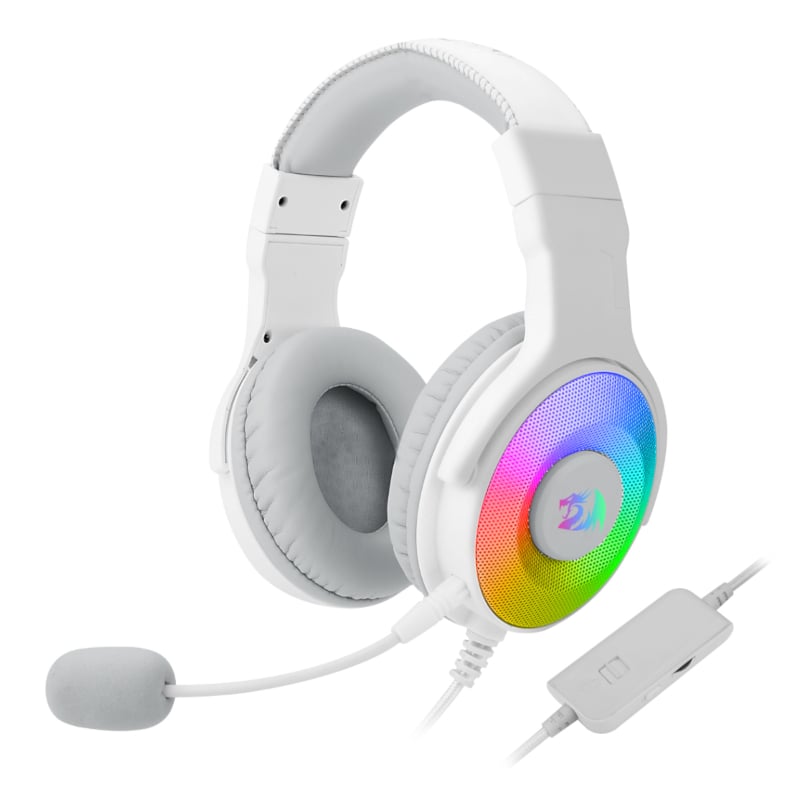 Redragon Over-Ear PANDORA USB (Power Only)|Aux (Mic and Headset) RGB Gaming Headset - White