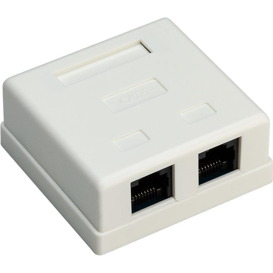 Goobay 2-Port RJ45 CAT 6 UTP Surface Mount Installation Box - White