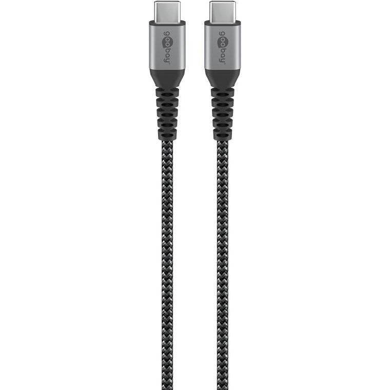 Goobay USB-C to USB-C Textile 2m Cable with Metal Plugs - Space Grey/Silver
