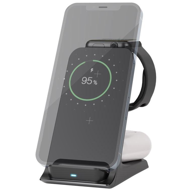 Goobay 3-in-1 Wireless Qi Charger - Black